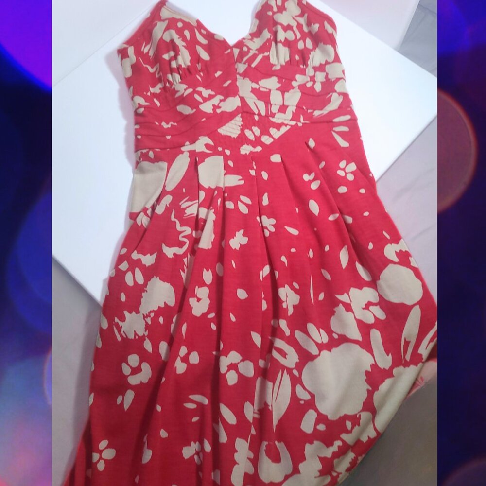 American Eagle Hot Pink/White Floral Sundress XS Adjustable Straps Smocked Back - Picture 5 of 9